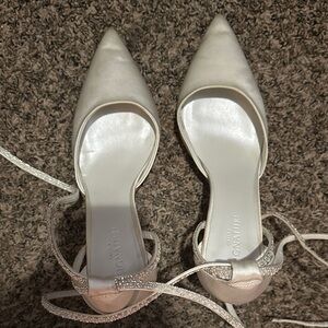 Signature White Satin Heels